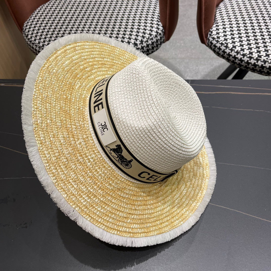 CELINE 26S WIDE-BRIM STRAW SUN HAT STYLE 136