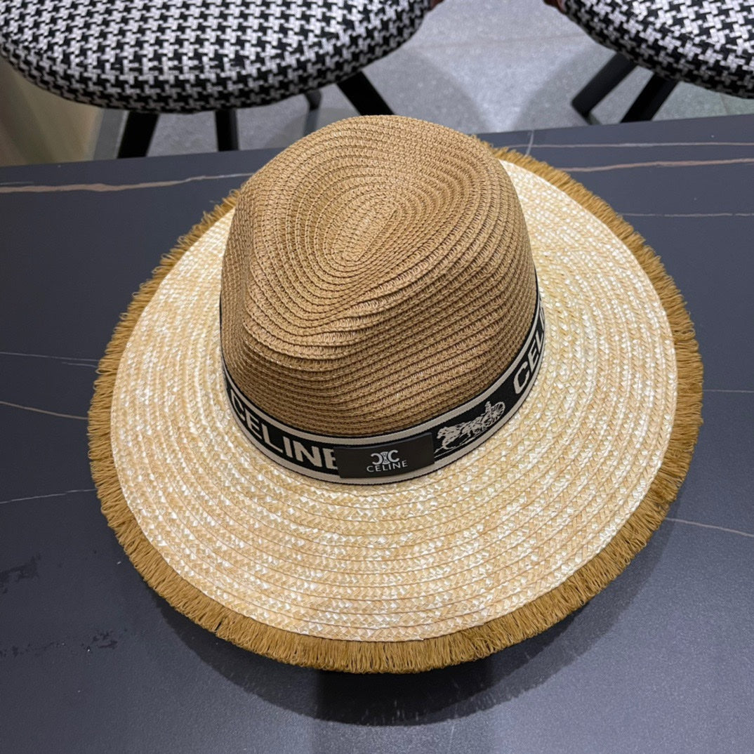 CELINE 26S WIDE-BRIM STRAW SUN HAT STYLE 139
