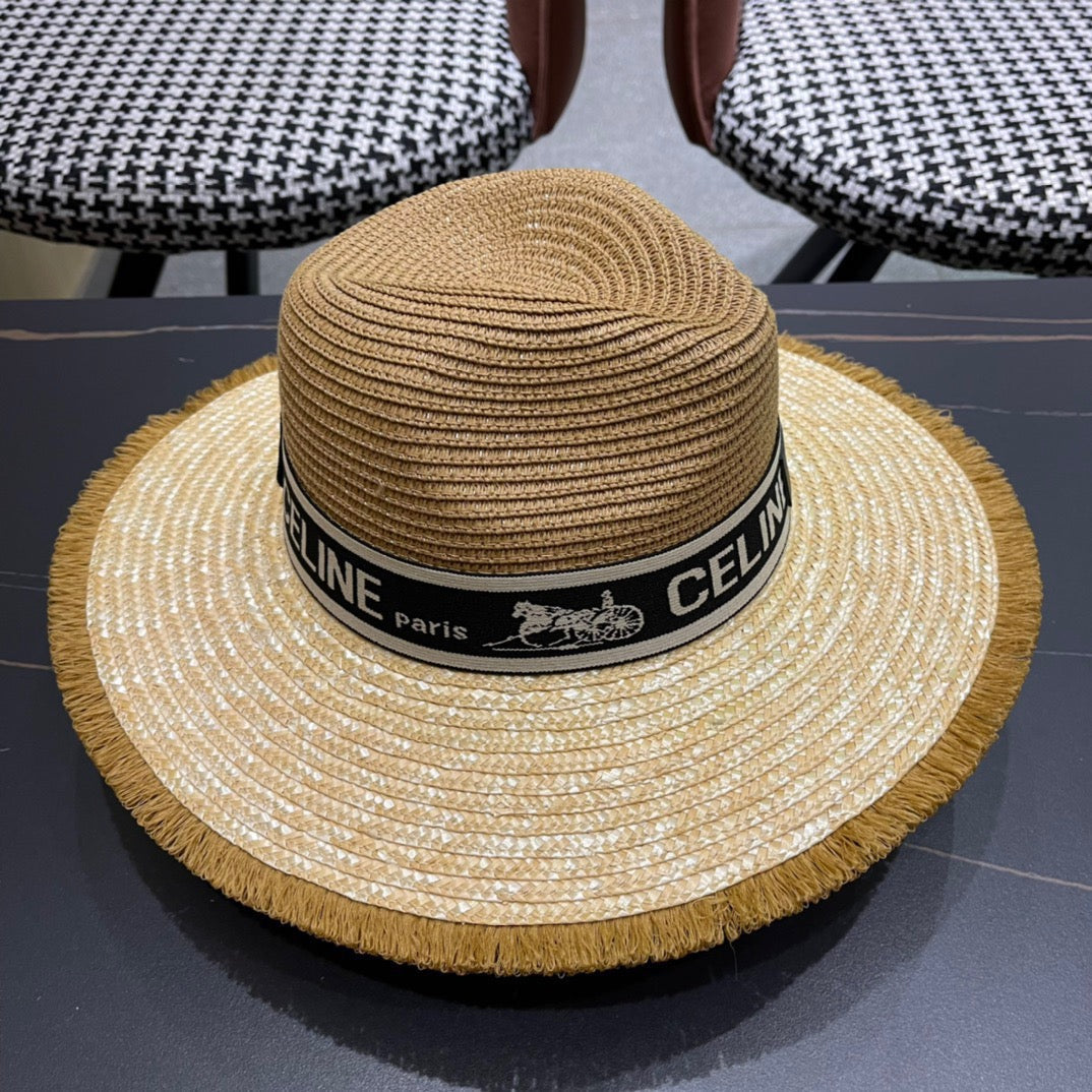 CELINE 26S WIDE-BRIM STRAW SUN HAT STYLE 139