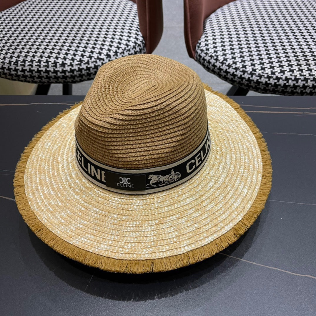 CELINE 26S WIDE-BRIM STRAW SUN HAT STYLE 139