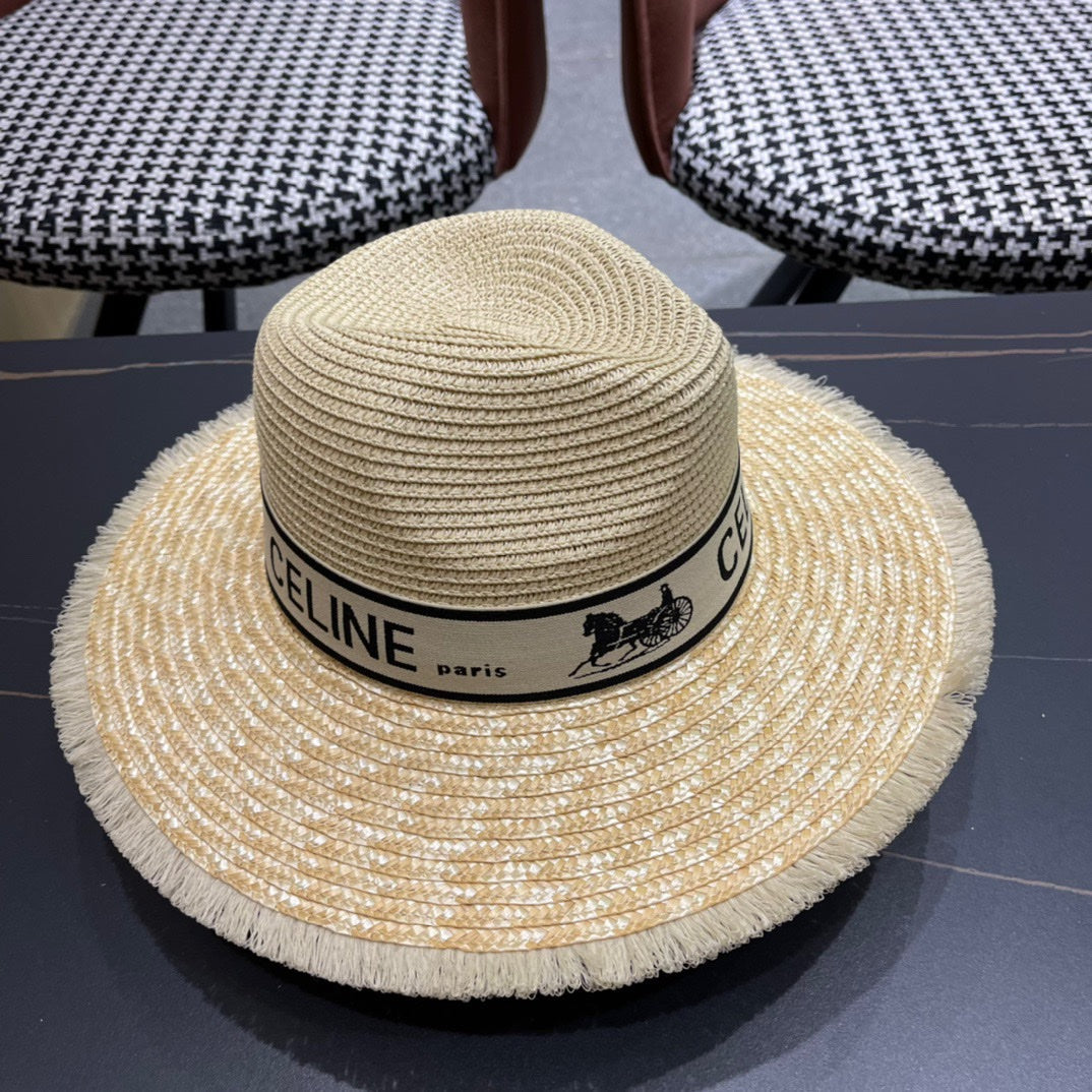 CELINE 26S WIDE-BRIM STRAW SUN HAT STYLE 138