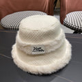 KNITTED BUCKET HAT IN WHITE FABRIC AND RABBIT FUR 431198