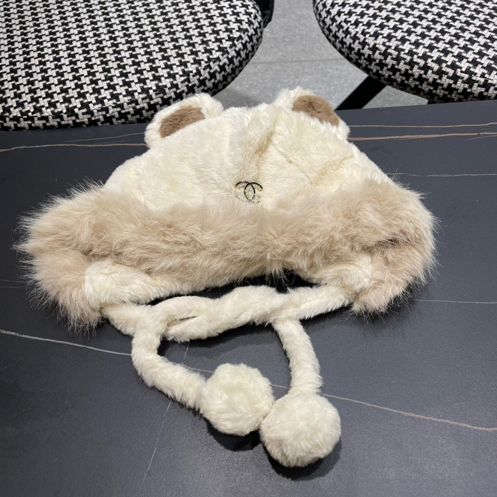 BEANIE HAT IN WHITE LINEN FLEECE AND WOOL 433165