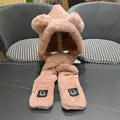 PLUSH WARM HAT IN TUSCAN BEIGE RABBIT FUR WITH FOX EARS 439585