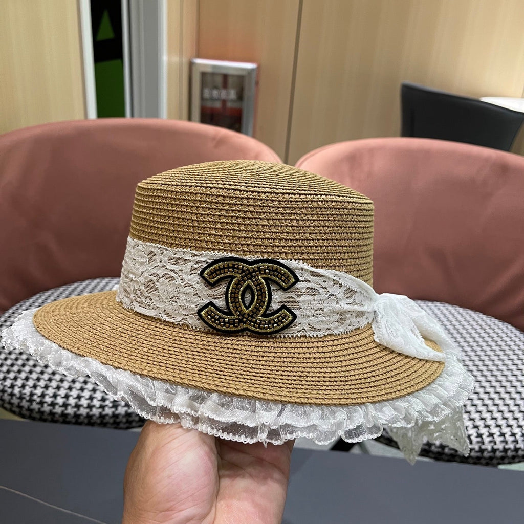 CHANEL 26S FLAT-BRIM STRAW HAT 338188