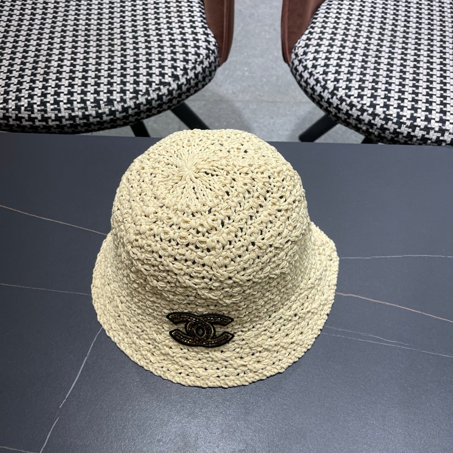 CHANEL 26S RAFFIA BUCKET HAT 335792