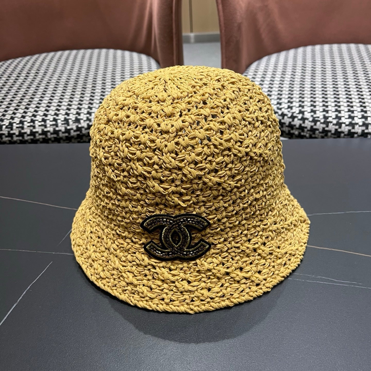 CHANEL 26S RAFFIA BUCKET HAT 335789