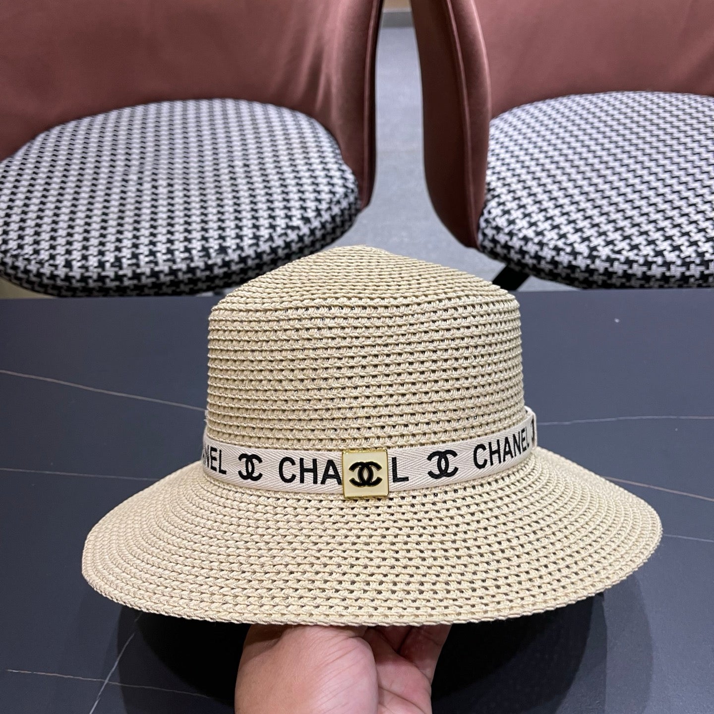 CHANEL 26S STRAW BOATER HAT 335741