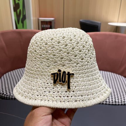 DIOR 26S CROCHET STRAW BUCKET HAT STYLE 216