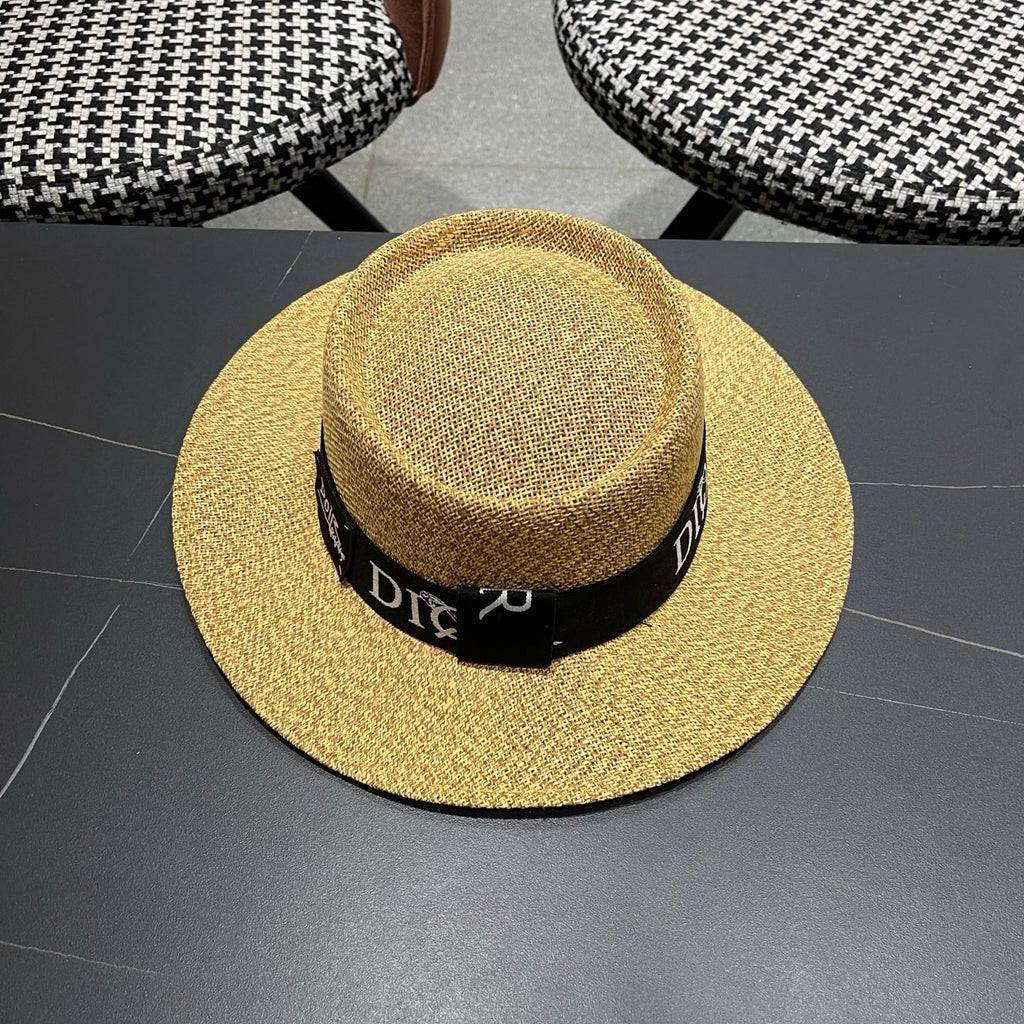 DIOR 26S LOGO STRAW BOATER HAT STYLE 21