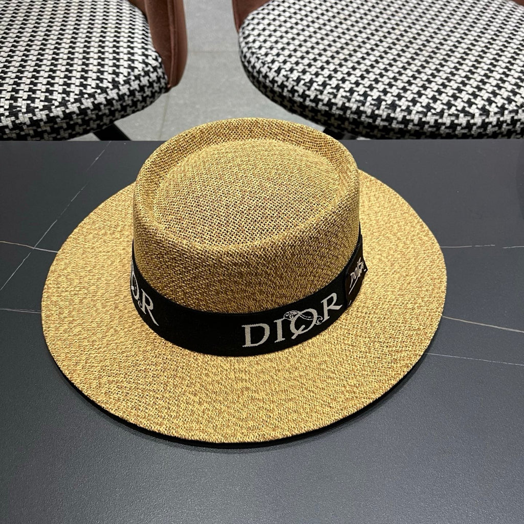 DIOR 26S LOGO STRAW BOATER HAT STYLE 21