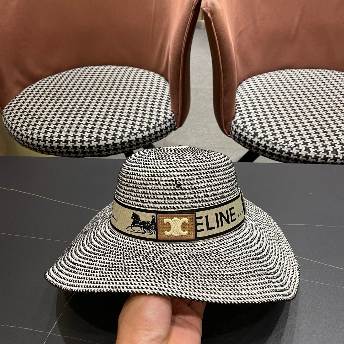 CELINE 26S WIDE BRIM STRAW SUN HAT STYLE 228