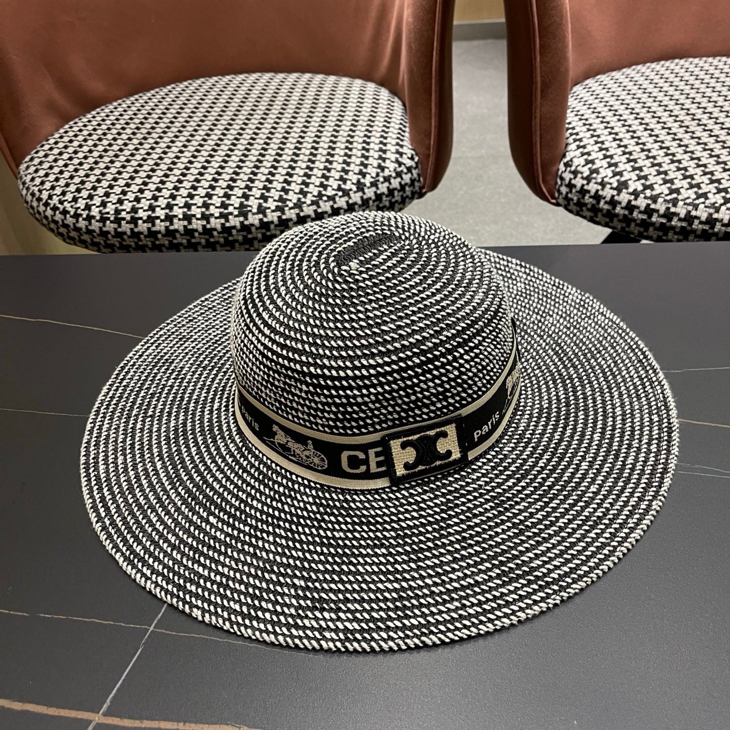 CELINE 26S WIDE BRIM STRAW SUN HAT STYLE 226