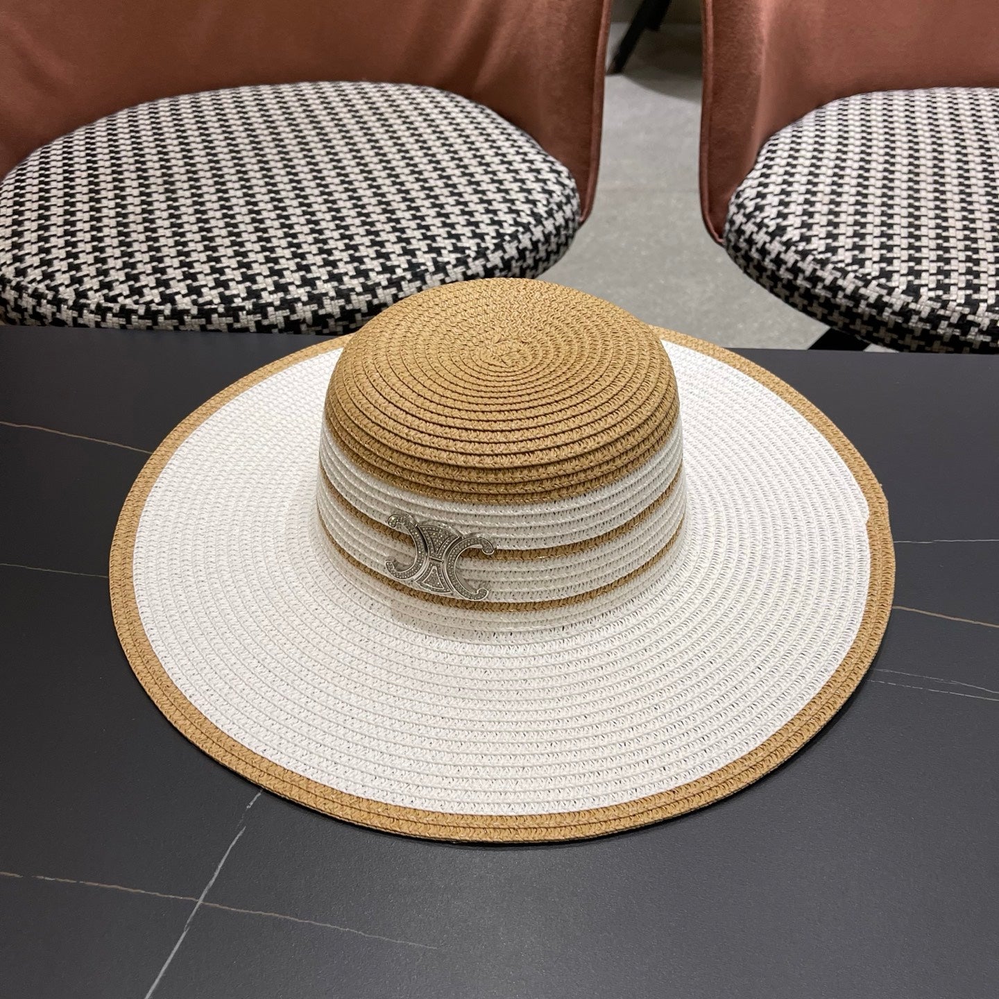 CELINE 26S WIDE BRIM STRAW SUN HAT 198