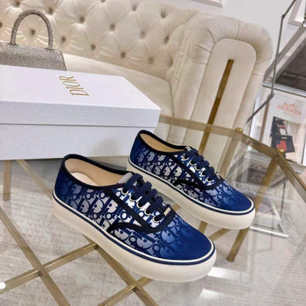 DIOR 26S LOW-TOP SNEAKERS IN BLUE DIOR OBLIQUE CANVAS
