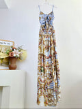 CAMILLA PRINTED SILK STRAP MAXI DRESS 270279
