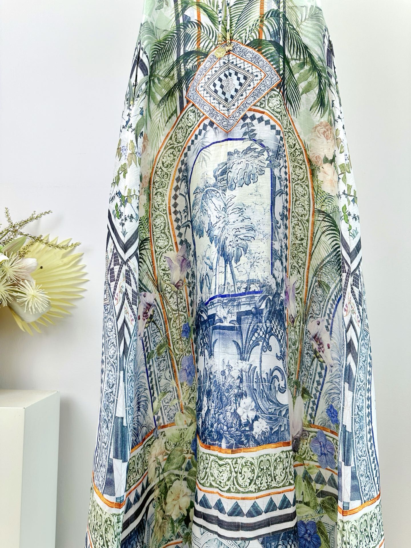 CAMILLA PRINTED SILK STRAP MAXI DRESS 270274
