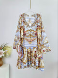CAMILLA V-NECK TRUMPET-SLEEVE MINI DRESS 270284