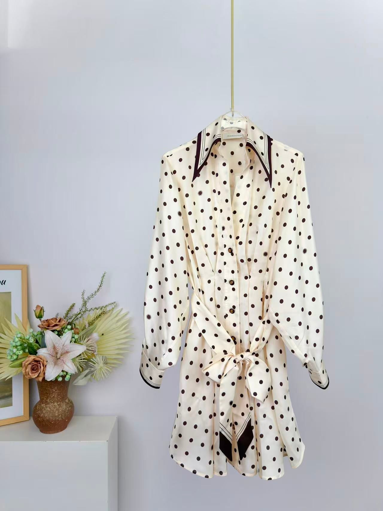 ZIMMERMANN 26S POLKA DOT PLEATED MIDI DRESS STYLE 72