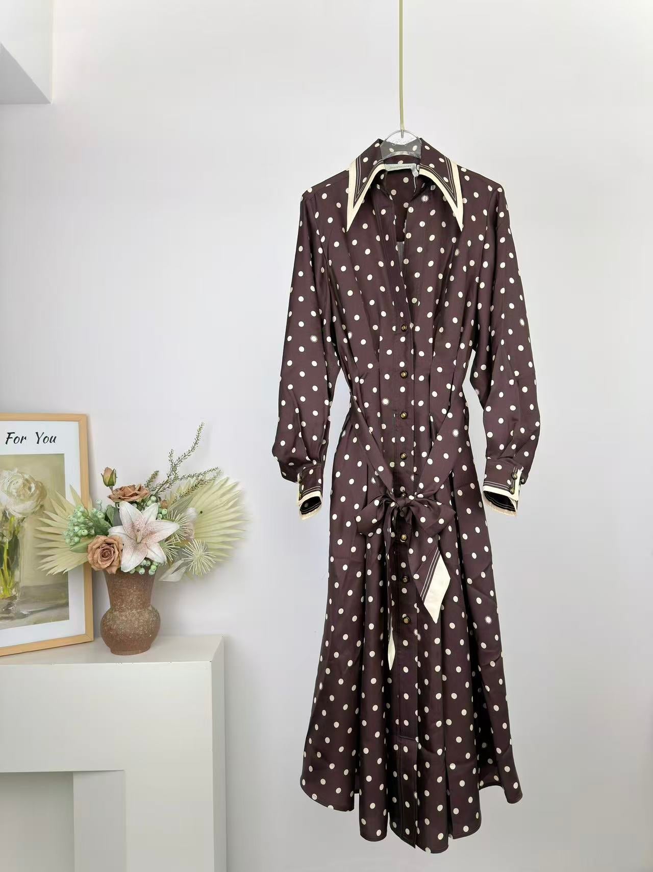 ZIMMERMANN 26S POLKA DOT PLEATED MIDI DRESS STYLE 71
