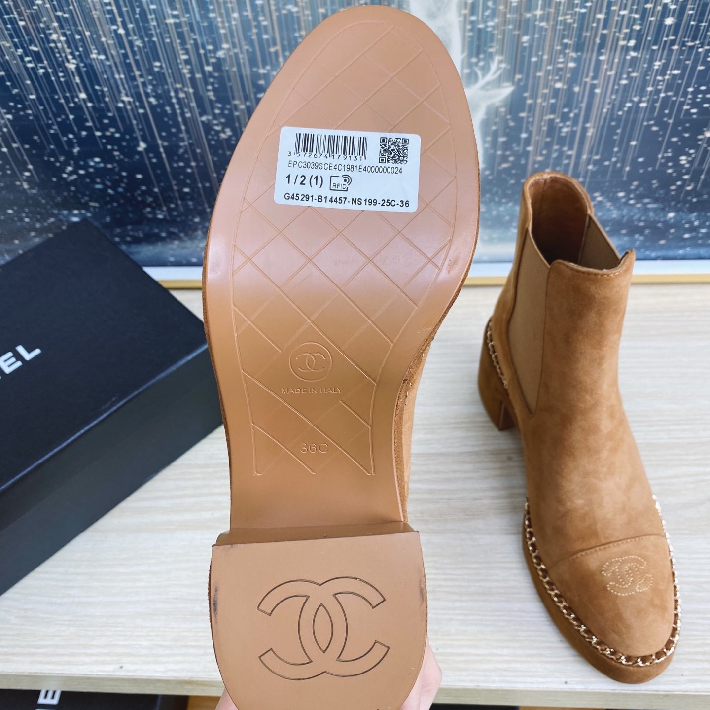 CC HIGH-HEELED BOOTS IN CARAMEL BROWN SUEDE