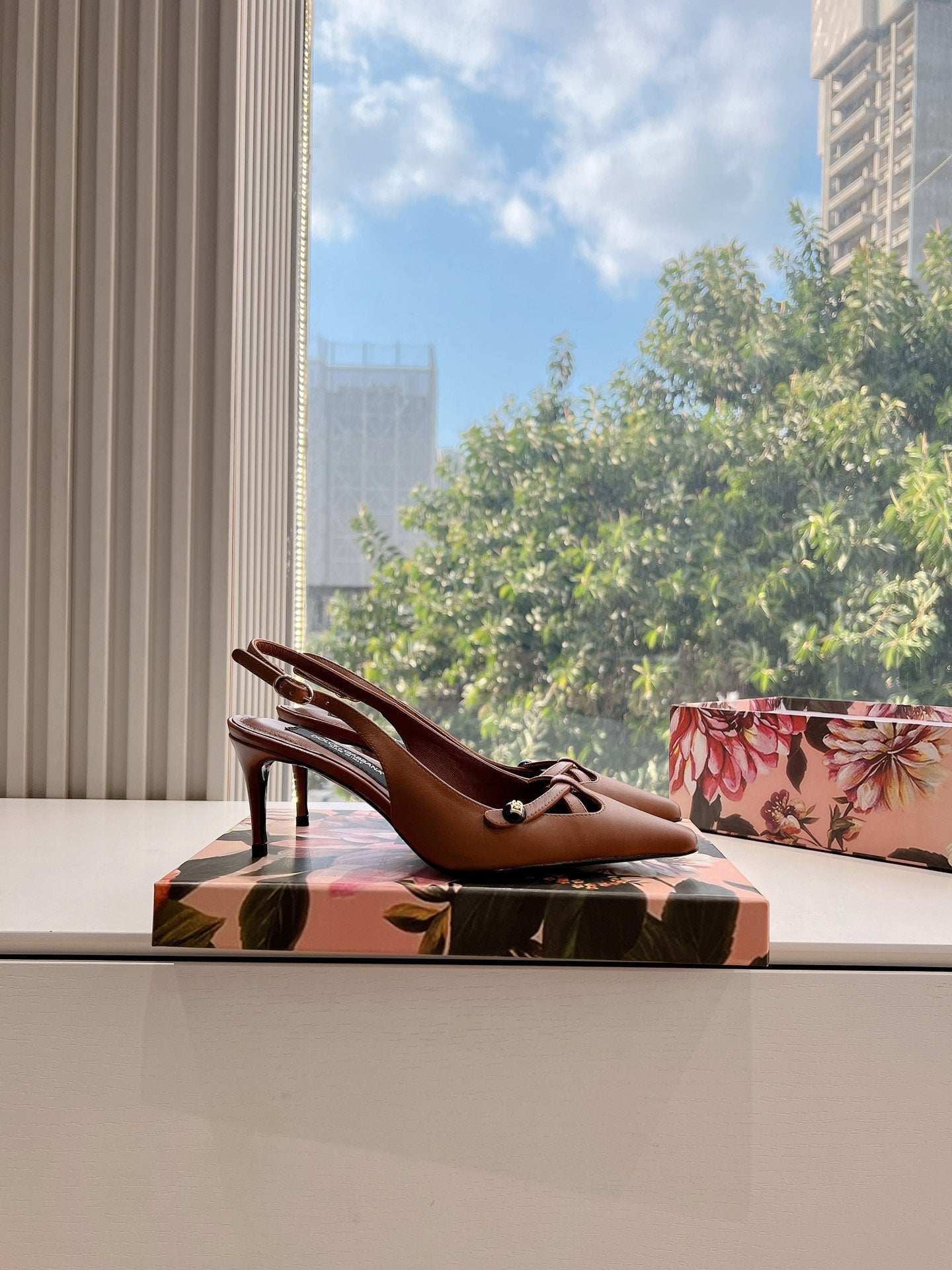 DG 70MM FOOTWEAR – BLUSH IN BROWN CALFSKIN SLINGBACK