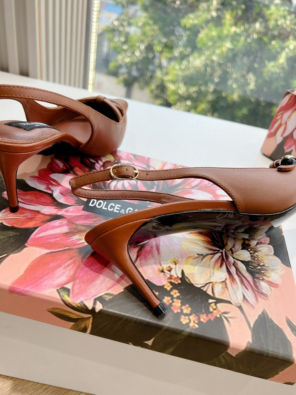 DG 70MM FOOTWEAR – BLUSH IN BROWN CALFSKIN SLINGBACK