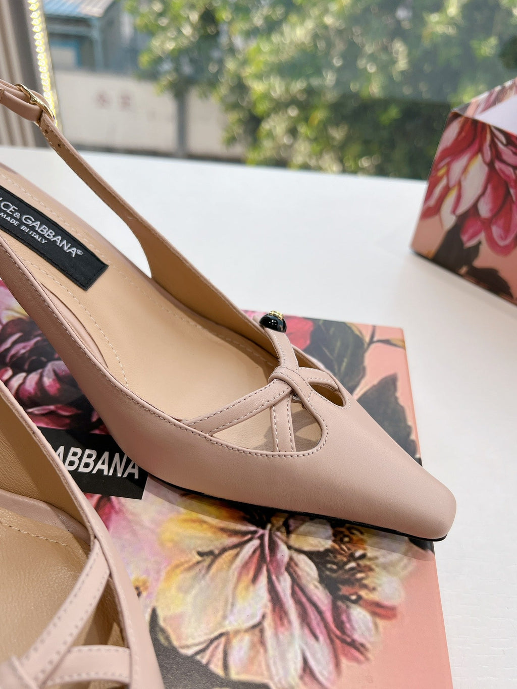 DG 70MM FOOTWEAR – BLUSH IN BEIGE CALFSKIN SLINGBACK