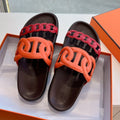EXTRA SANDAL IN CHERRY RED MIX FIRE ORANGE CALFSKIN