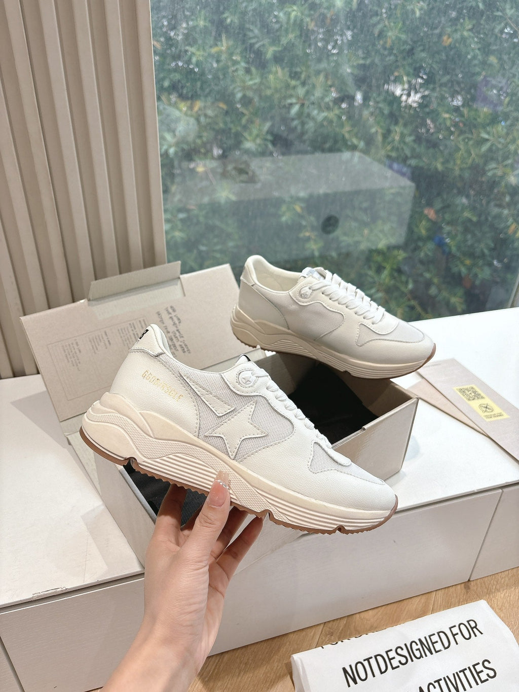RUNNING SOLE SNEAKERS IN WHITE MESH AND CALFSKIN