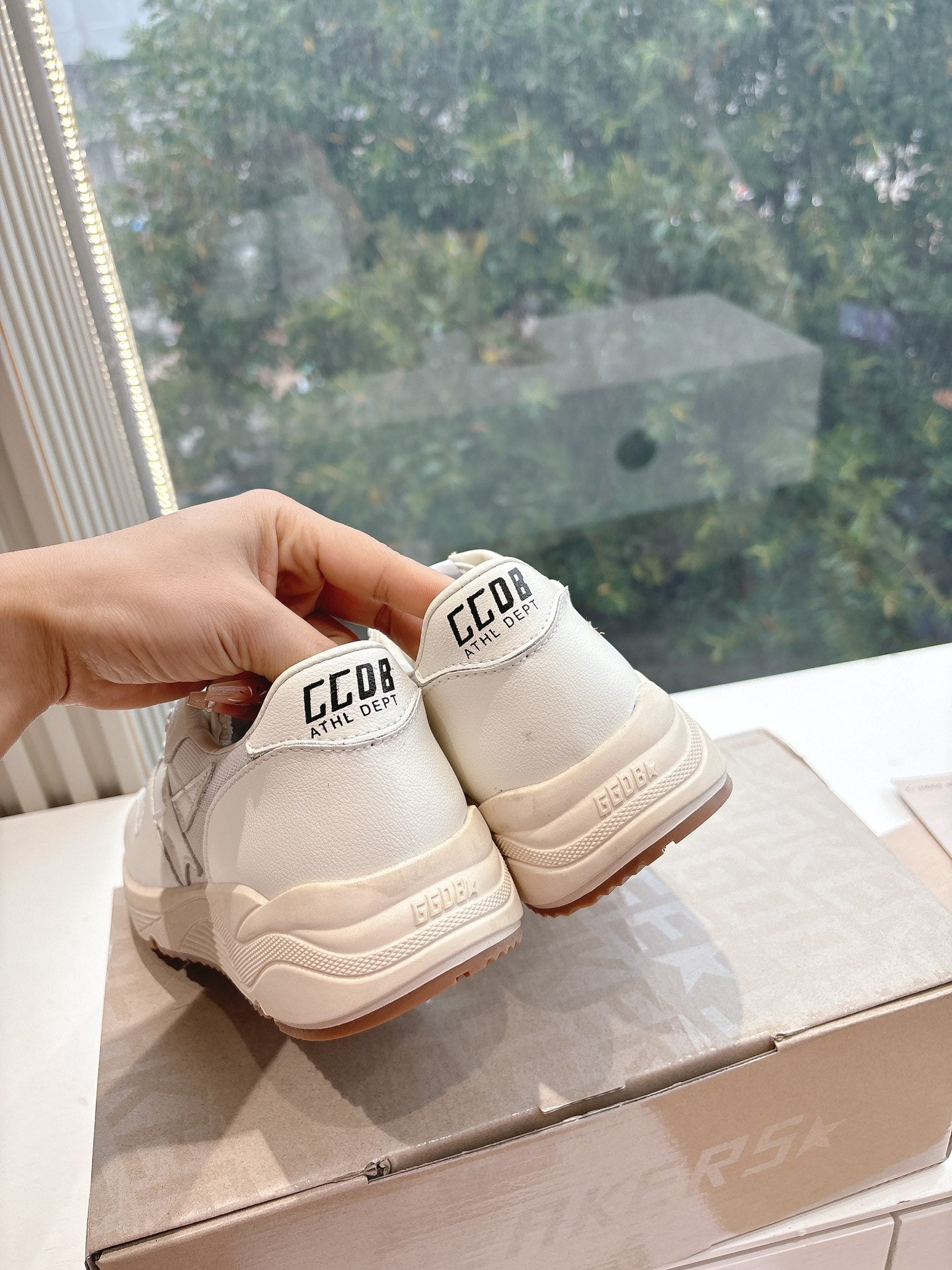 RUNNING SOLE SNEAKERS IN WHITE MESH AND CALFSKIN