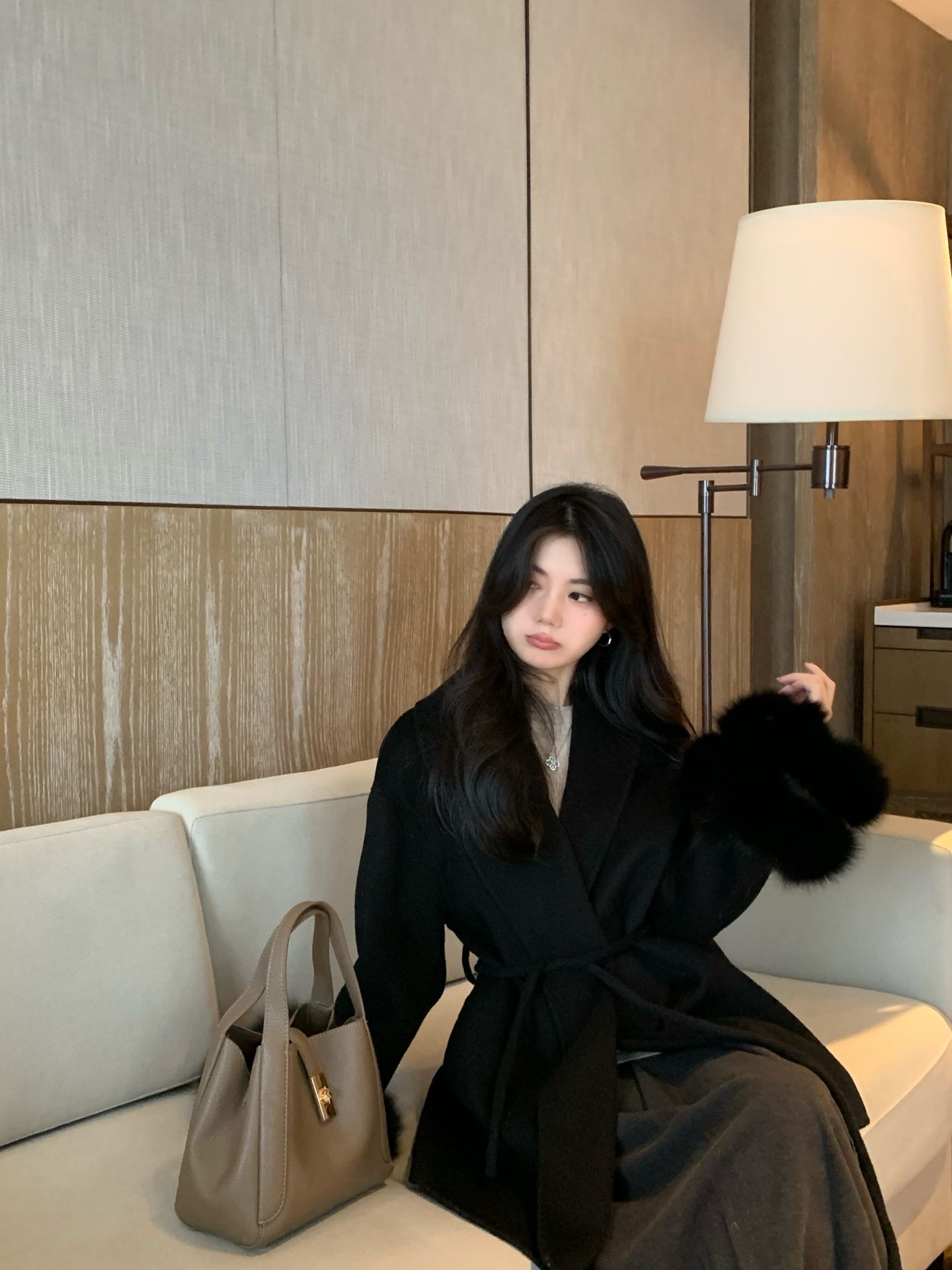 MAX MARA 25S CASHMERE COAT WITH FOX FUR TRIM 203