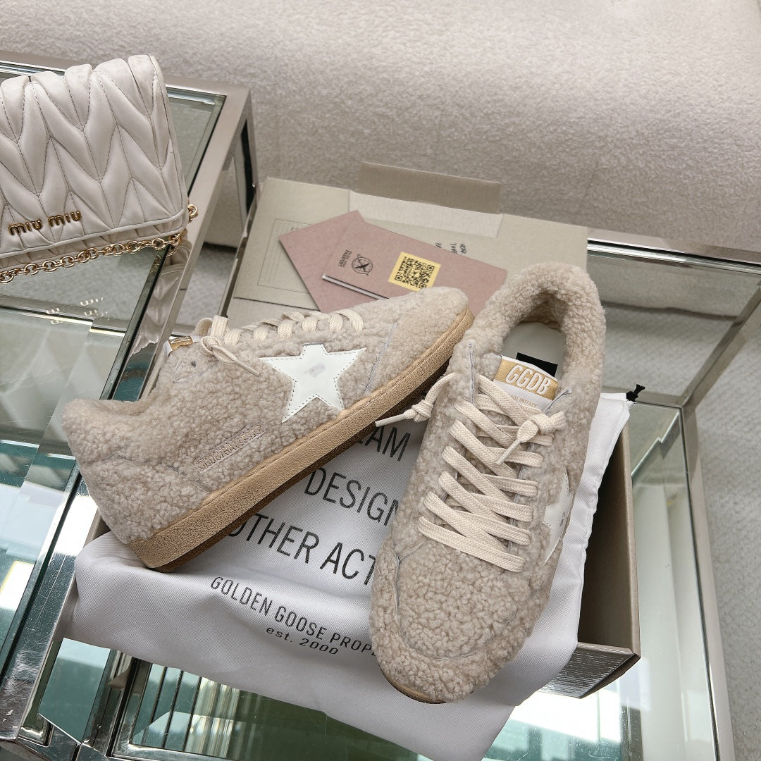 BALL STAR SNEAKERS WITH WHITE STAR IN BEIGE WOOL