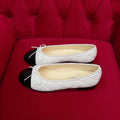 ballet flat black white quilted lambskin