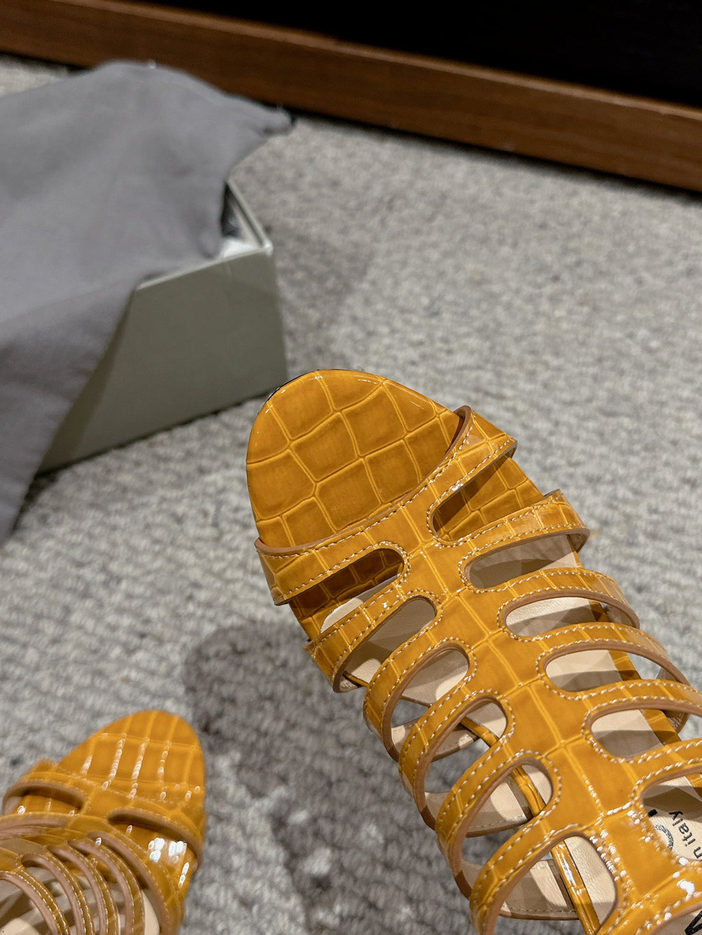 HIGH SANDAL 10 CM IN TIGER ORANGE CALFSKIN