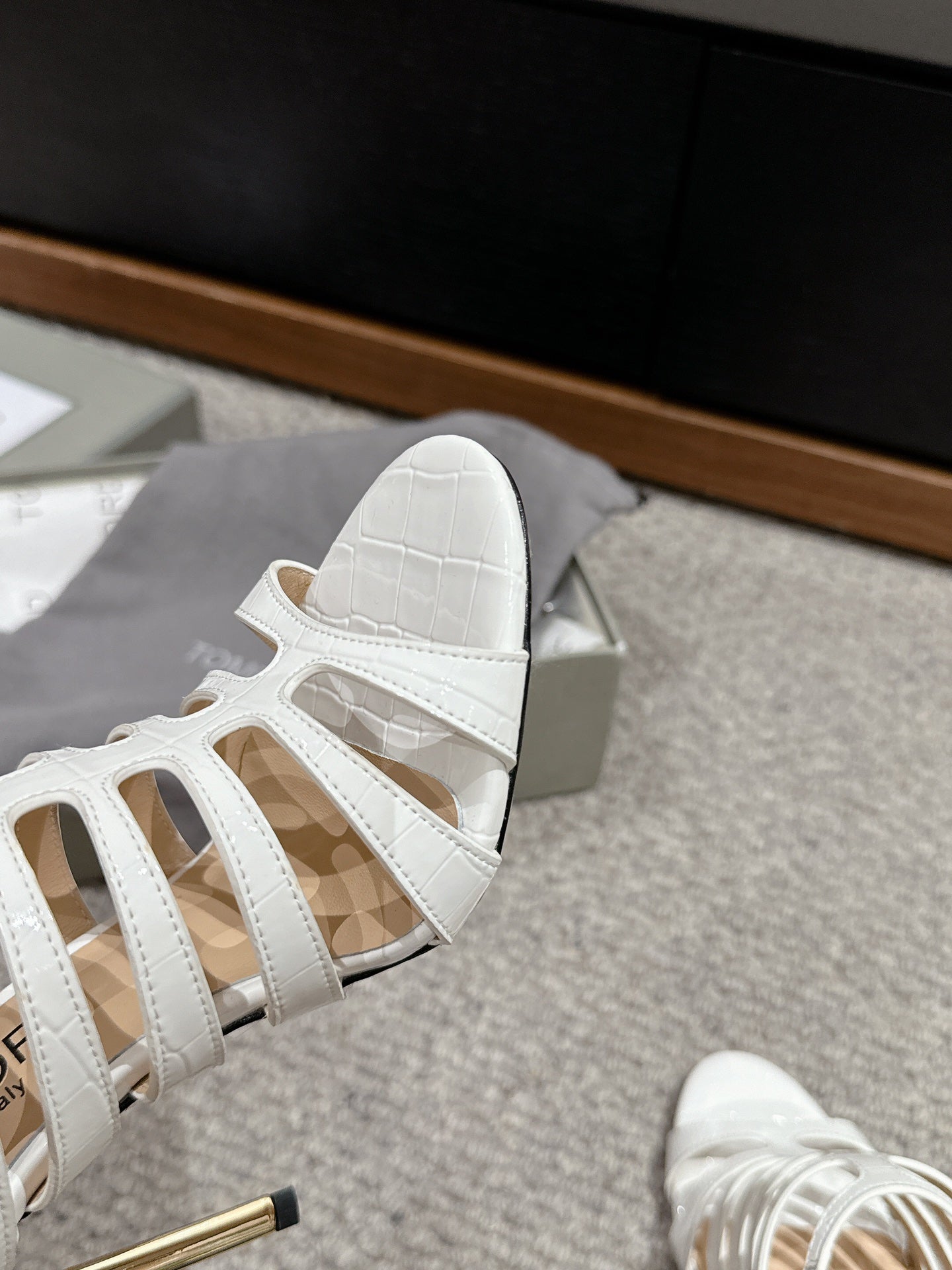 HIGH SANDAL 10 CM IN WHITE CALFSKIN