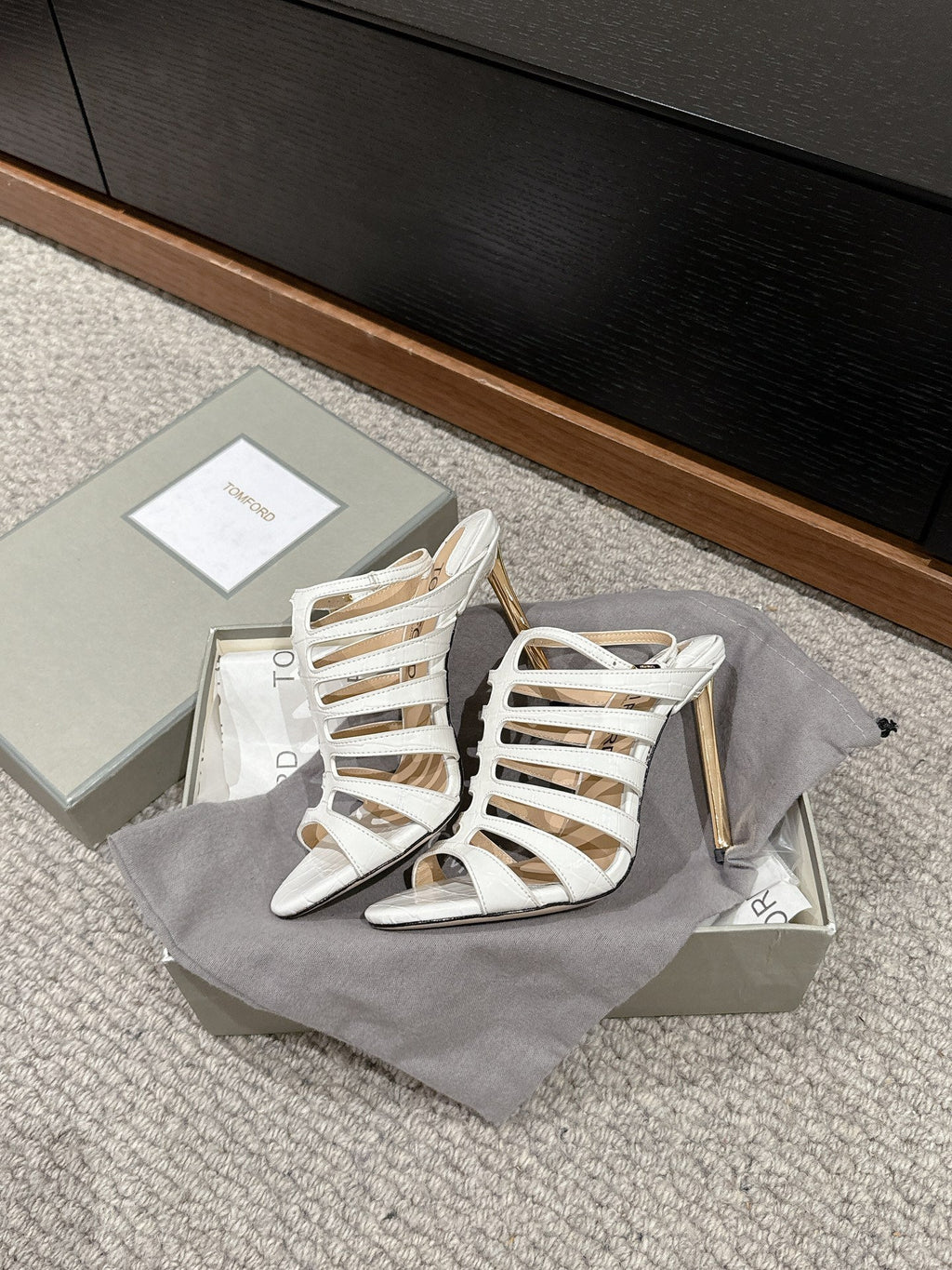 HIGH SANDAL 10 CM IN WHITE CALFSKIN