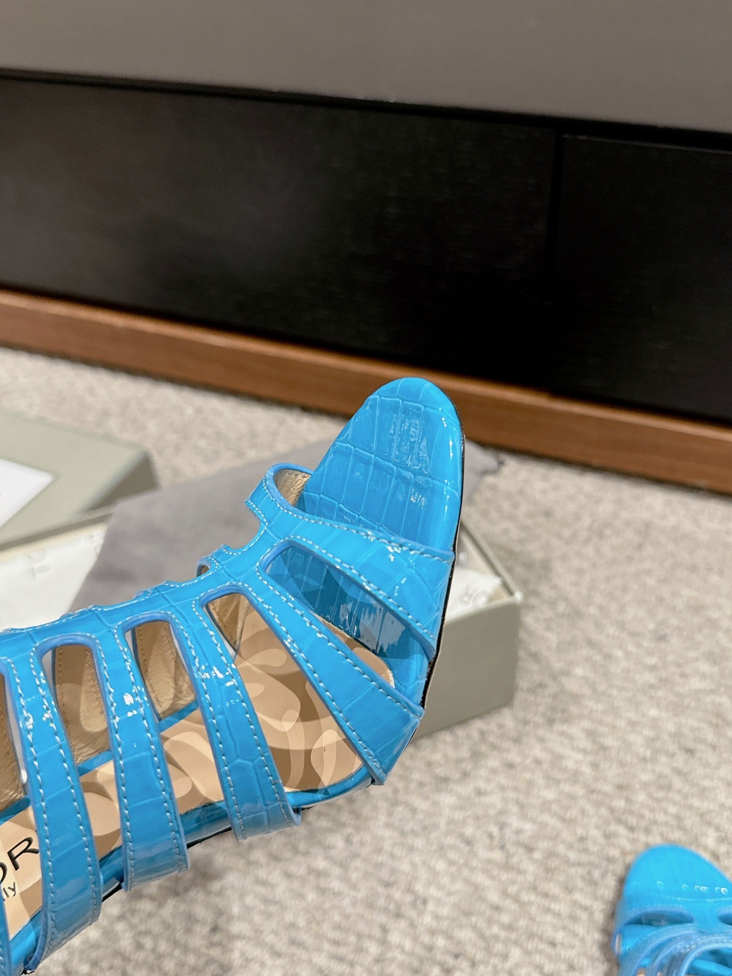 HIGH SANDAL 10 CM IN AZURE BLUE CALFSKIN