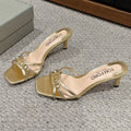WHITNEY HIGH 6 CM MULE IN GOLD CROCODILE LEATHER