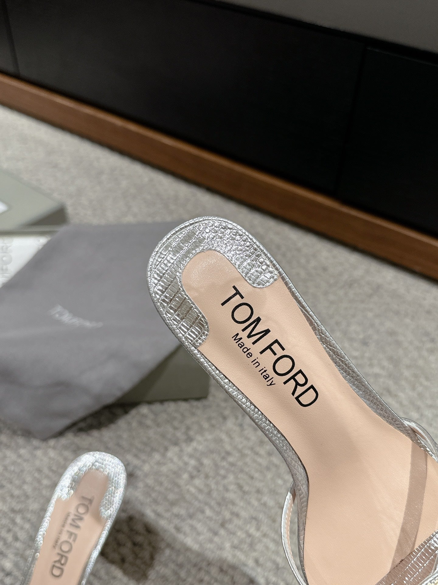 WHITNEY HIGH 6 CM MULE IN SILVER CROCODILE LEATHER