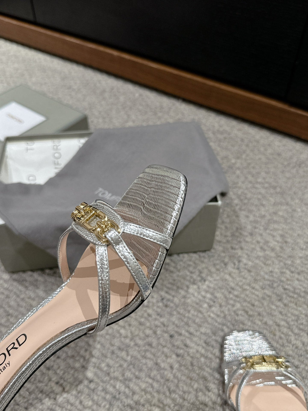 WHITNEY HIGH 6 CM MULE IN SILVER CROCODILE LEATHER