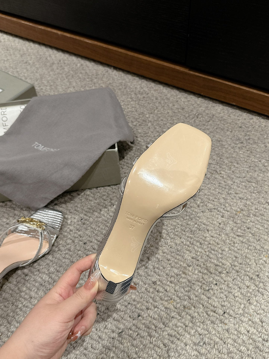 WHITNEY HIGH 6 CM MULE IN SILVER CROCODILE LEATHER