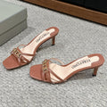 WHITNEY HIGH 6 CM MULE IN RED BROWN CROCODILE LEATHER