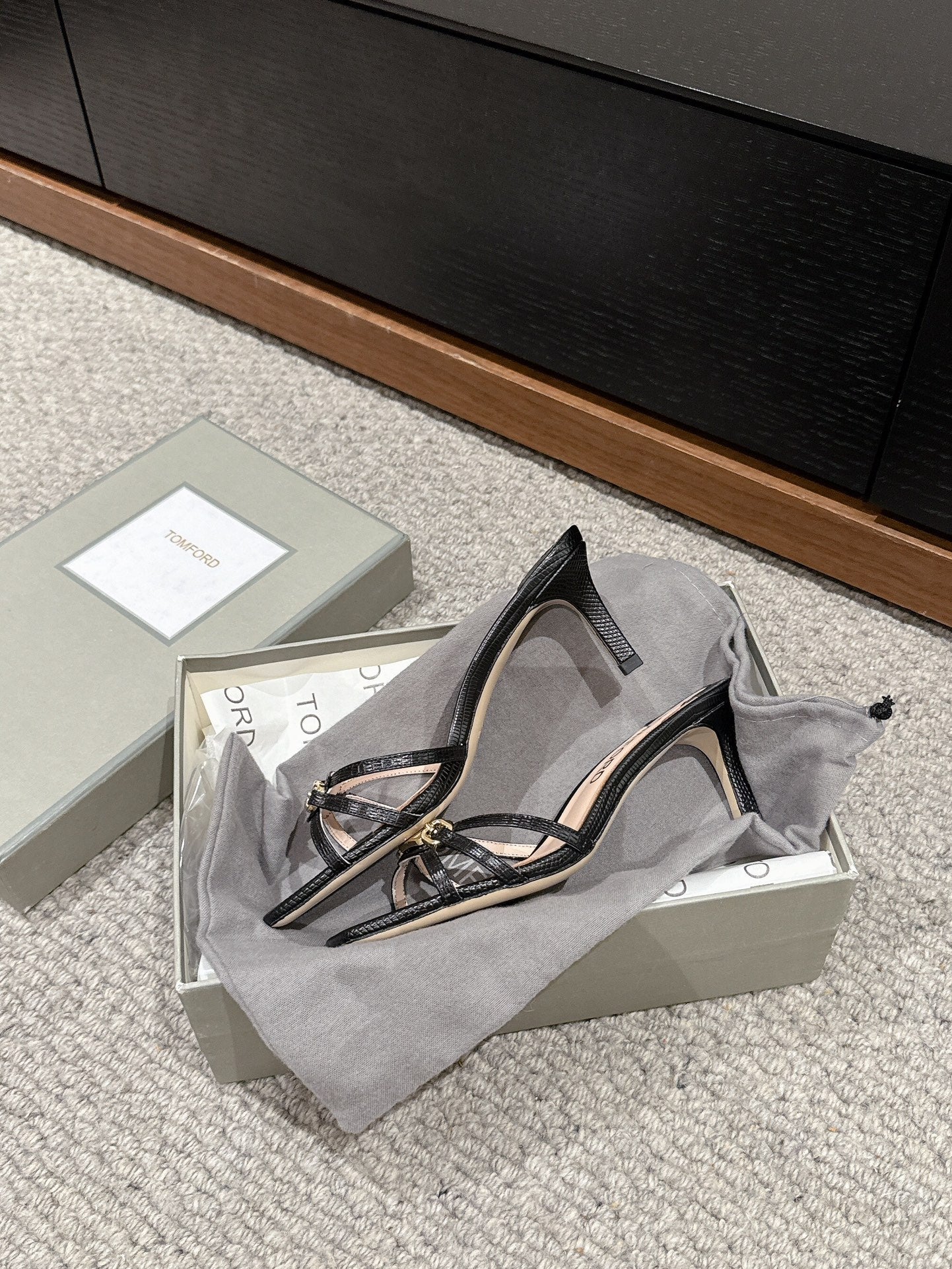 WHITNEY HIGH 6 CM MULE IN BLACK CROCODILE LEATHER