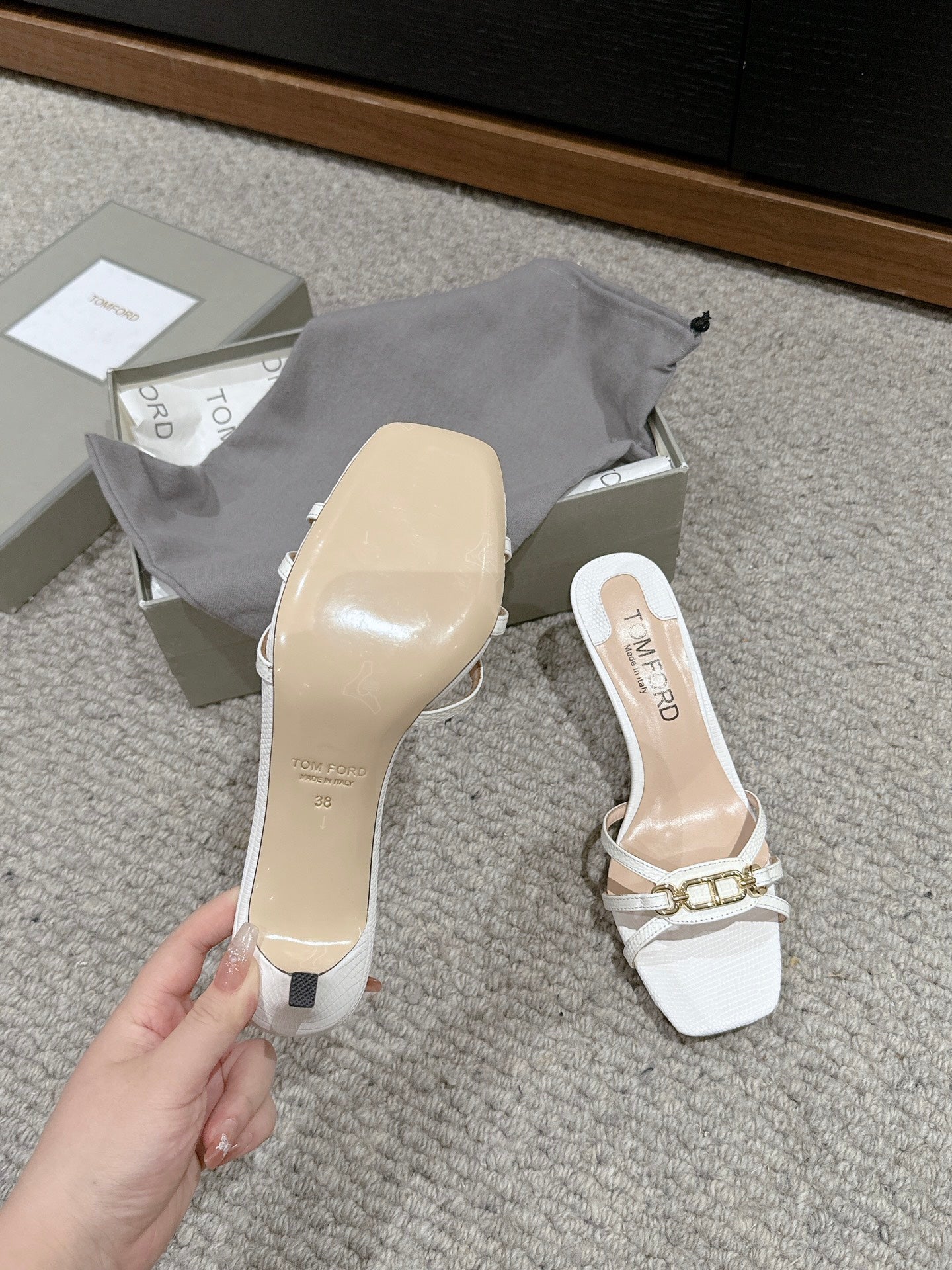 WHITNEY HIGH 6 CM MULE IN WHITE CROCODILE LEATHER
