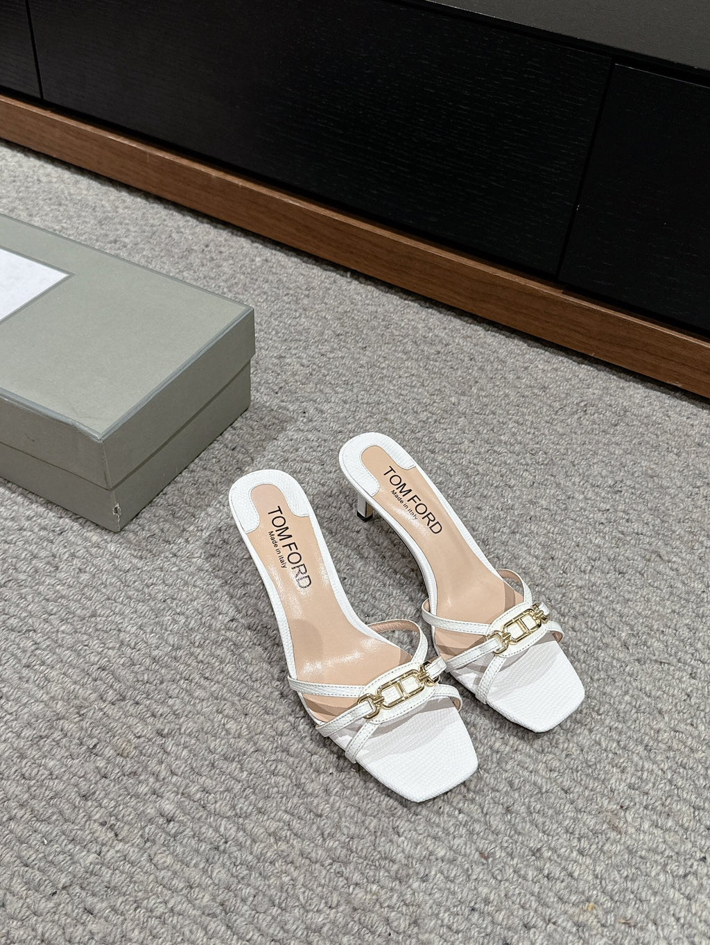 WHITNEY HIGH 6 CM MULE IN WHITE CROCODILE LEATHER