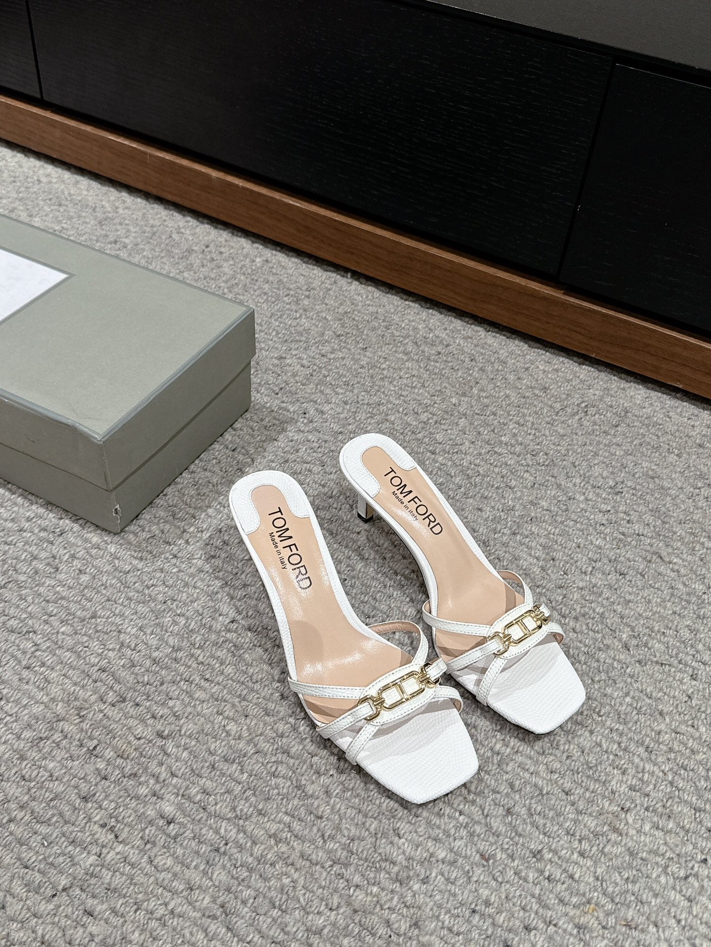 WHITNEY HIGH 6 CM MULE IN WHITE CROCODILE LEATHER