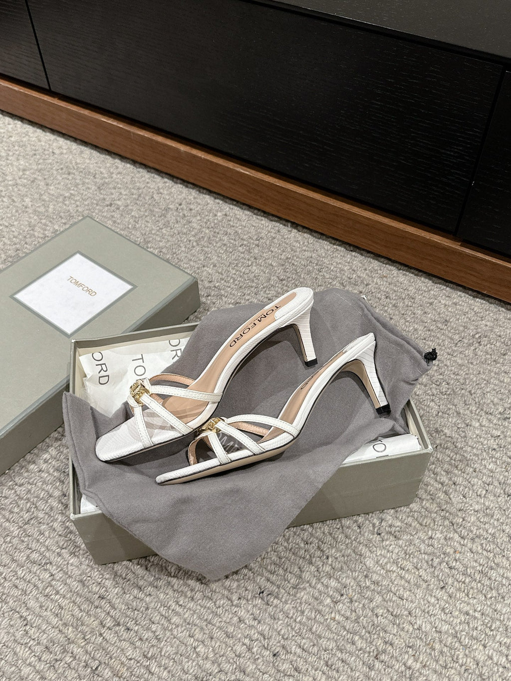 WHITNEY HIGH 6 CM MULE IN WHITE CROCODILE LEATHER