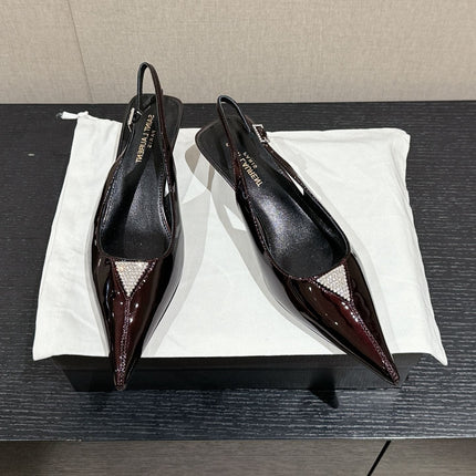 SL CHERISH CRYSTAL SLINGBACK WINE CALFSKIN