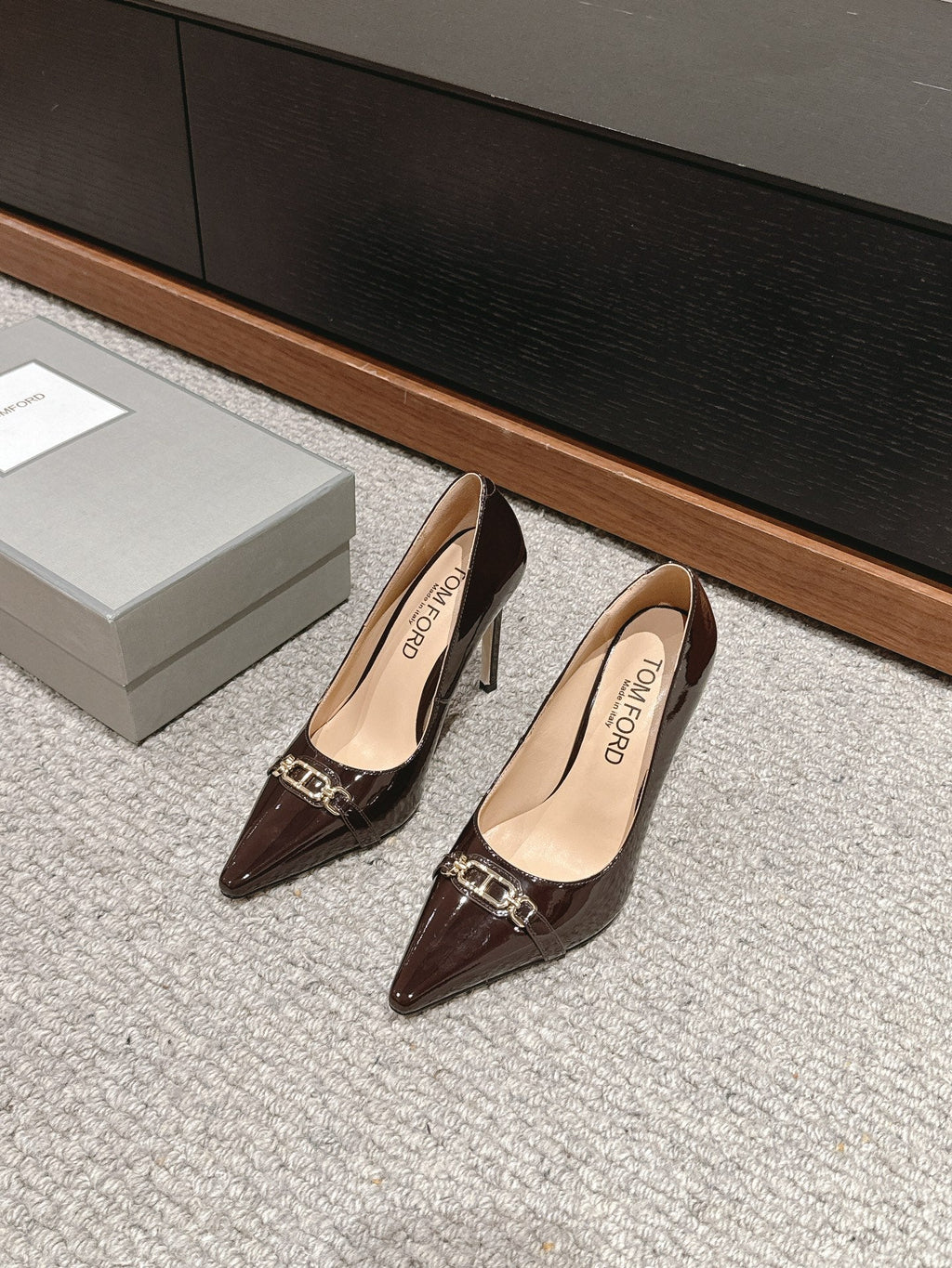 ROMAN HIGH-HEEL 10 CM IN PECAN BROWN CALFSKIN